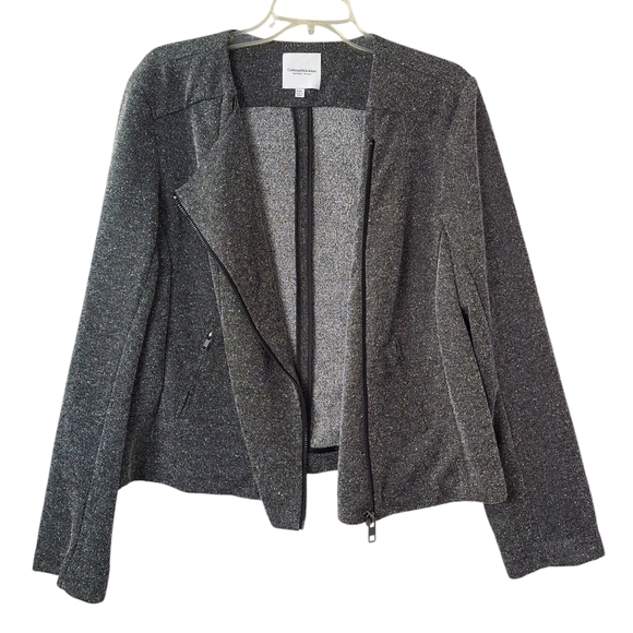 Catherine Malandrino‎ XXL Runway Style Gray Marled Asymmetrical Jacket Pockets - Picture 2 of 12
